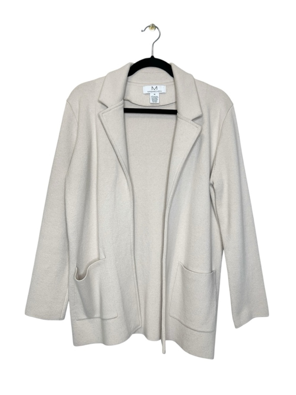 M Magaschoni Wool Blend Cream Sweater Knit Blazer Coat size Medium